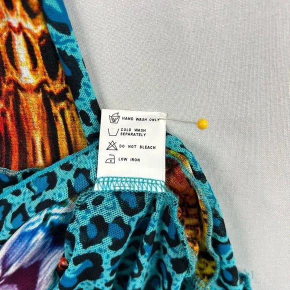 Dor Dor Tunic Tank Top Womens M Multicolor High Low Snake Leopard Boho - Picture 4 of 10